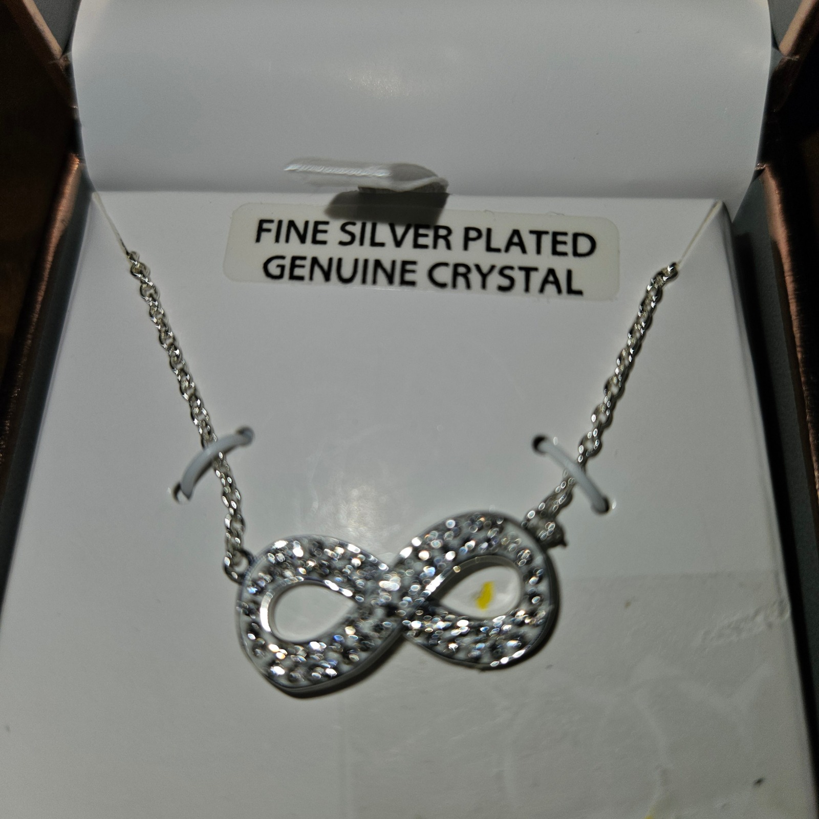 New Believe Brilliance Fine Silver Plated Genuine Crystal Infinity Necklace 18